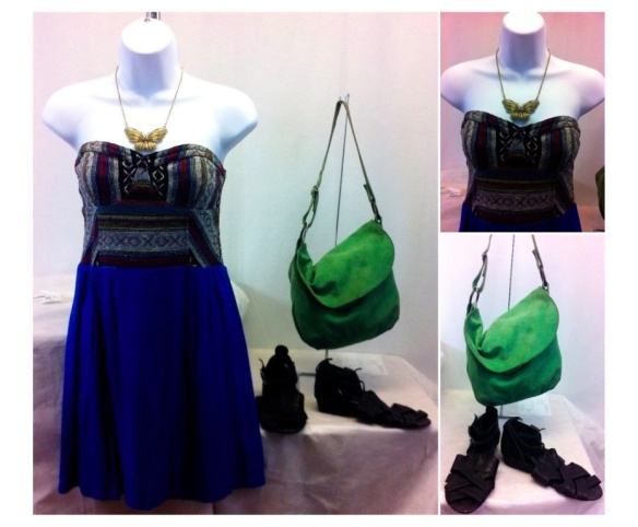 Staring at Stars Tribal Dress, 4, 11.99 Butterfly Necklace, 9.99 Urban Suede Bag, 11.99 Jeffrey Campbell Gladiators, 7.5, 27.99